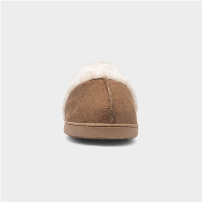 Edale Womens Cognac Full Faux Fur Slipper