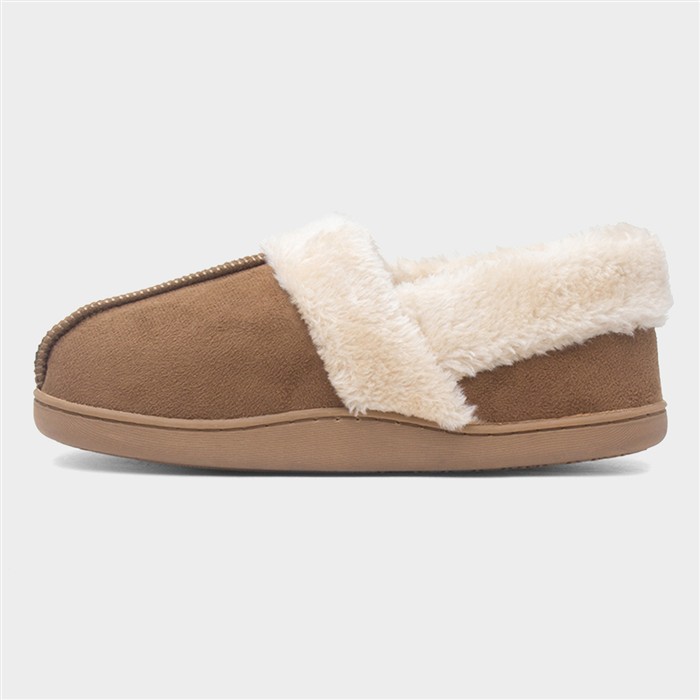 Edale Womens Cognac Full Faux Fur Slipper
