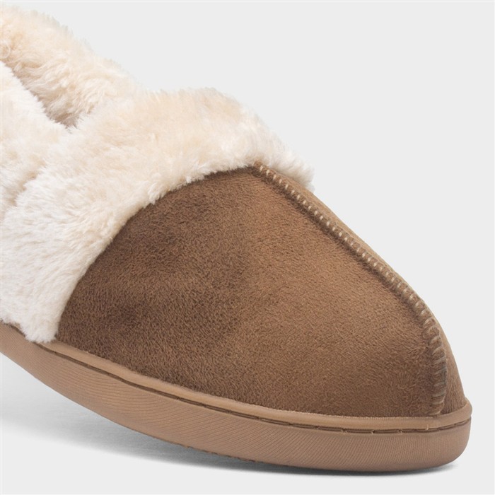 Edale Womens Cognac Full Faux Fur Slipper