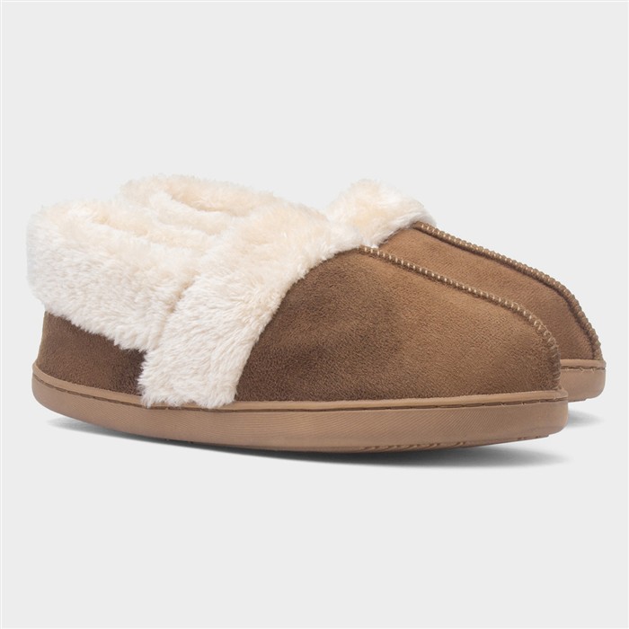 Edale Womens Cognac Full Faux Fur Slipper