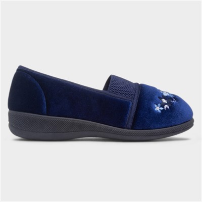Wendy Womens Navy Wide Fit Slipper