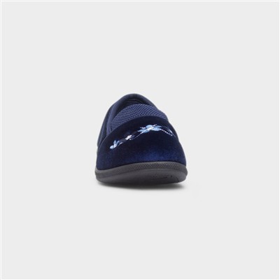 Wendy Womens Navy Wide Fit Slipper