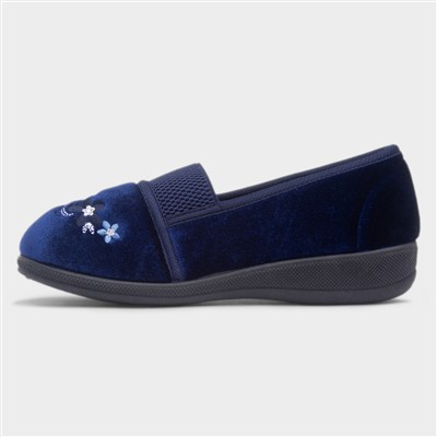 Wendy Womens Navy Wide Fit Slipper