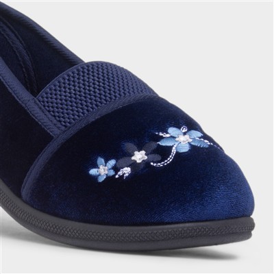 Wendy Womens Navy Wide Fit Slipper
