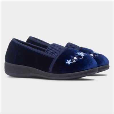 Wendy Womens Navy Wide Fit Slipper