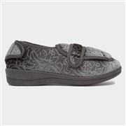 Jo & Joe Grace Womens Grey Wider Fitting Slipper (Click For Details)