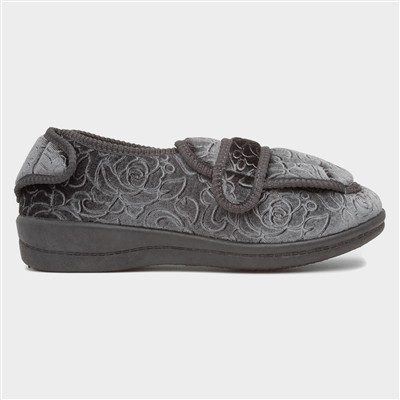Grace Womens Grey Wider Fitting Slipper