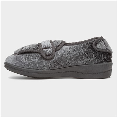 Grace Womens Grey Wider Fitting Slipper