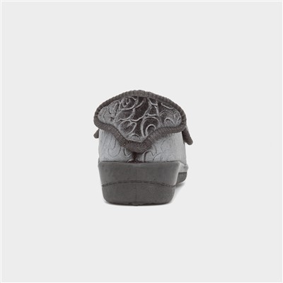 Grace Womens Grey Wider Fitting Slipper