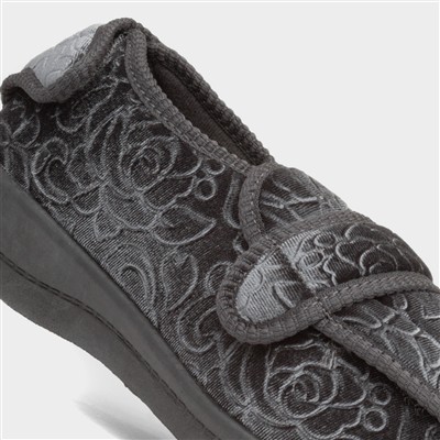 Grace Womens Grey Wider Fitting Slipper