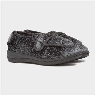 Grace Womens Grey Wider Fitting Slipper
