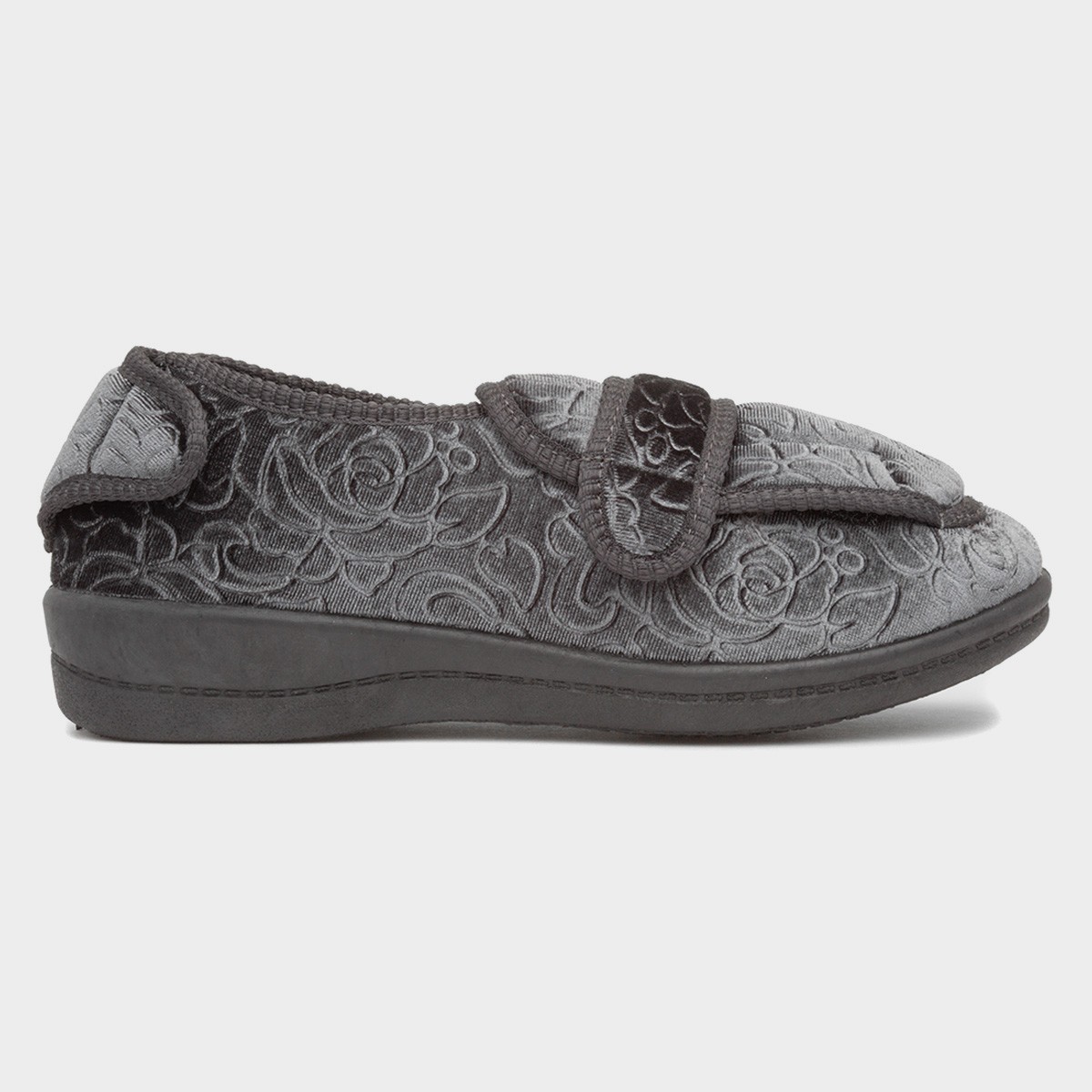 Grace Womens Grey Wider Fitting Slipper