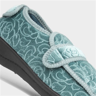 Grace Womens Teal Wider Fitting Slipper