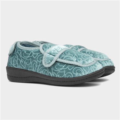 Grace Womens Teal Wider Fitting Slipper