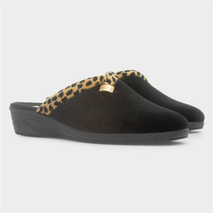Michelle Womens Black Mule Slipper