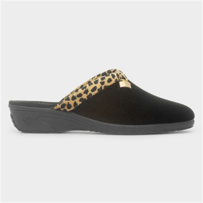 Michelle Womens Black Mule Slipper