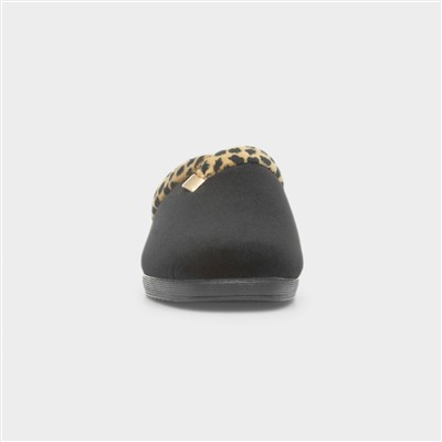 Michelle Womens Black Mule Slipper