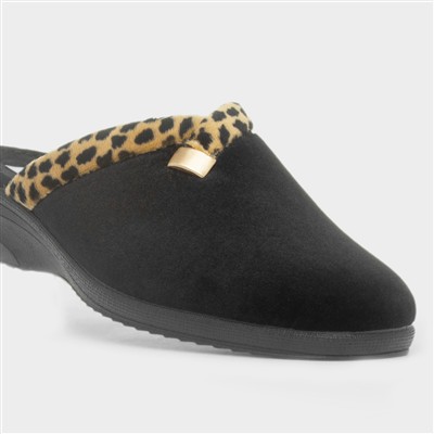 Michelle Womens Black Mule Slipper