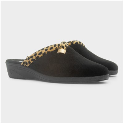 Michelle Womens Black Mule Slipper