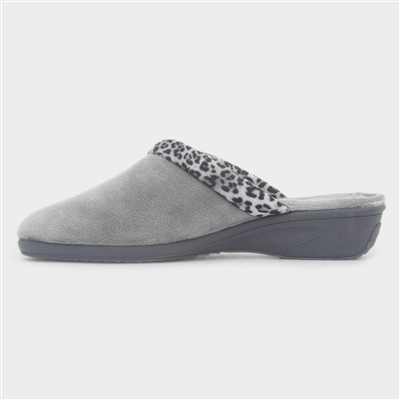 Michelle Womens Grey Slip on Mule Slippers