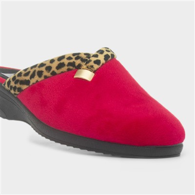 Michelle Womens Red Mule Slipper