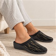 Lunar Glenda Womens Black Mule Wedge Slipper (Click For Details)