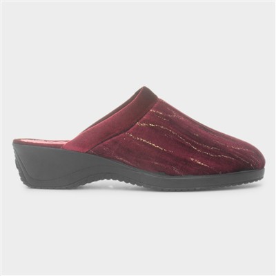 Glenda Women’s Burgundy Mule Wedge Slipper