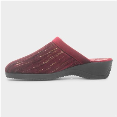 Glenda Women’s Burgundy Mule Wedge Slipper