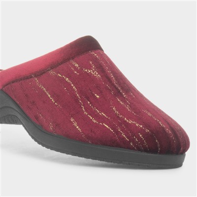 Glenda Women’s Burgundy Mule Wedge Slipper