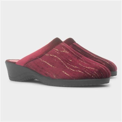 Glenda Women’s Burgundy Mule Wedge Slipper