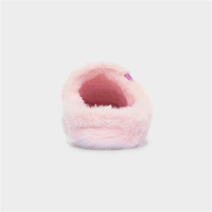 Girls Pink Mule Faux Fur Slipper