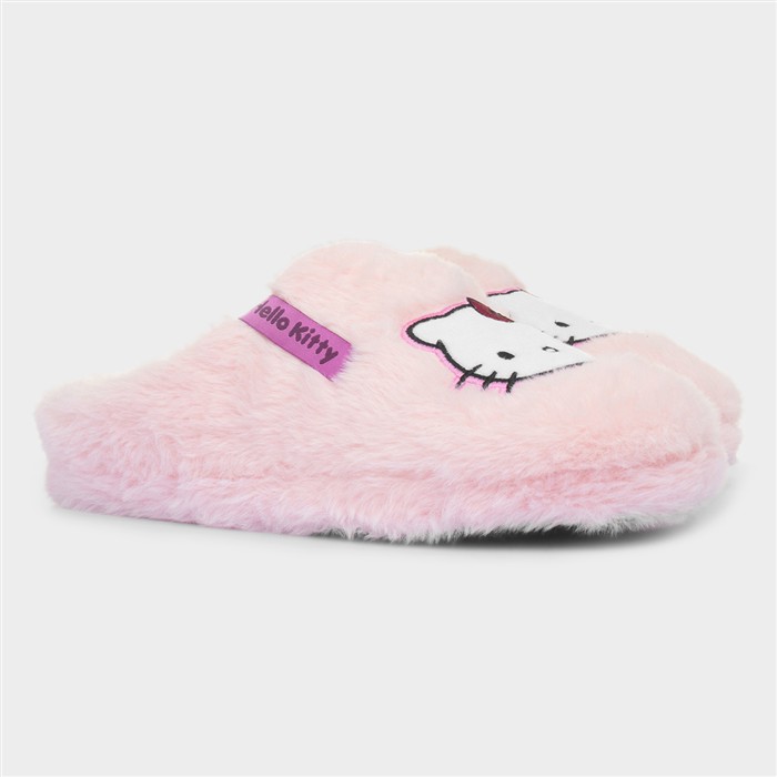 Girls Pink Mule Faux Fur Slipper