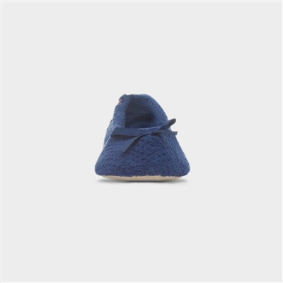 Popcorn Womens Navy Ballet Slipper