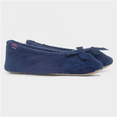 Popcorn Womens Navy Ballet Slipper