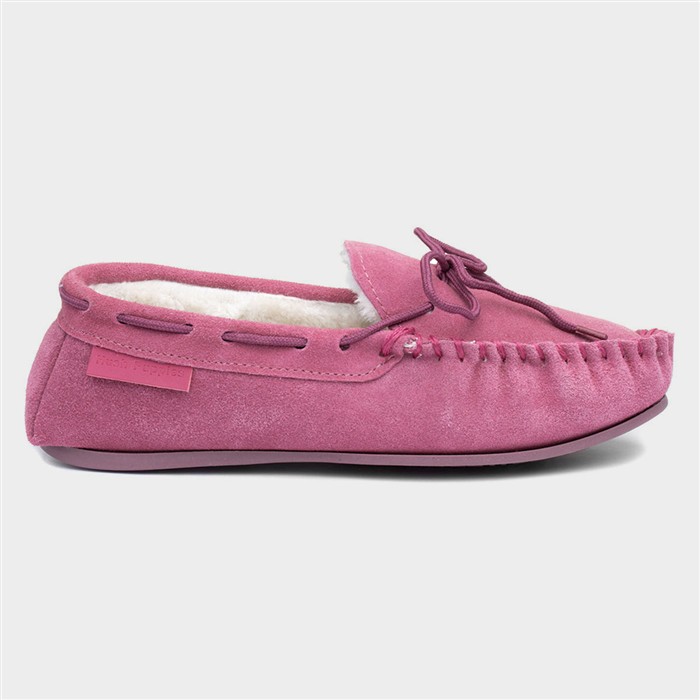 Allie Womens Rose Suede Bow Moccasin