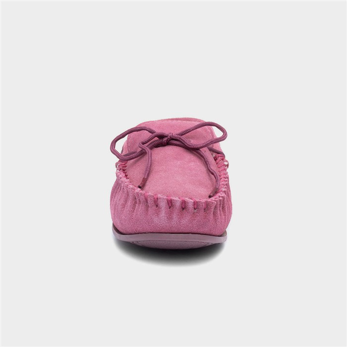 Allie Womens Rose Suede Bow Moccasin
