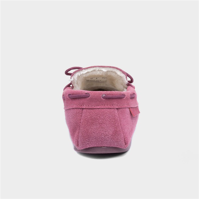 Allie Womens Rose Suede Bow Moccasin
