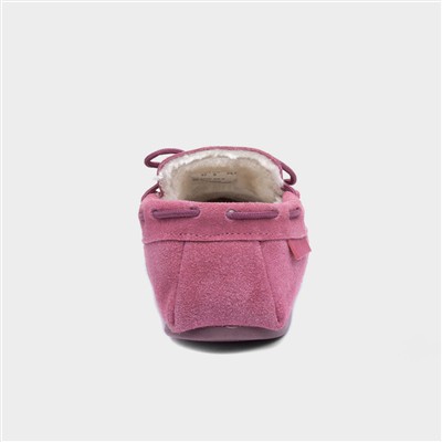 Allie Womens Rose Suede Bow Moccasin