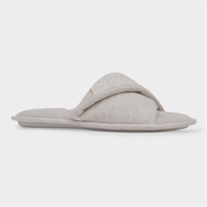 Totes Women's Grey Stone Linen Twist Mule Slipper Size 7