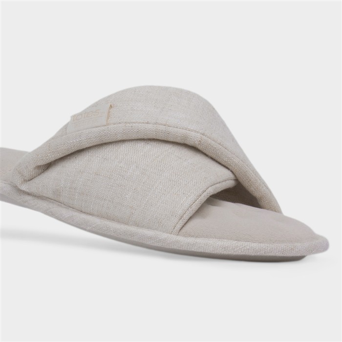 Womens Stone Linen Twist Mule Slipper