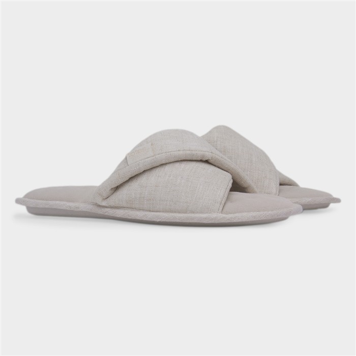 Womens Stone Linen Twist Mule Slipper