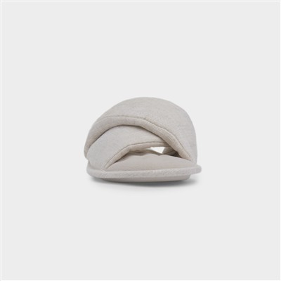 Womens Stone Linen Twist Mule Slipper