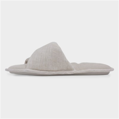 Womens Stone Linen Twist Mule Slipper