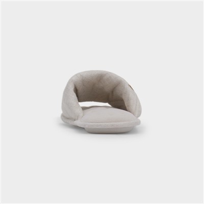 Womens Stone Linen Twist Mule Slipper