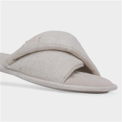 Womens Stone Linen Twist Mule Slipper