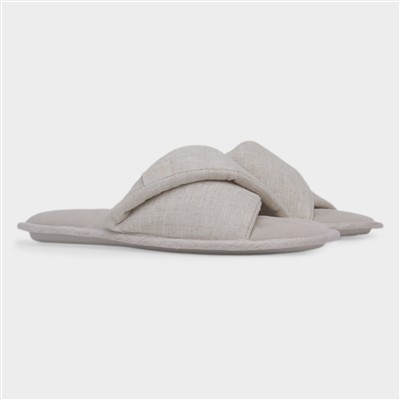 Womens Stone Linen Twist Mule Slipper