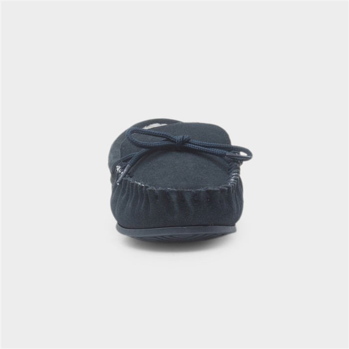 Allie Womens Navy Suede Bow Moccasin