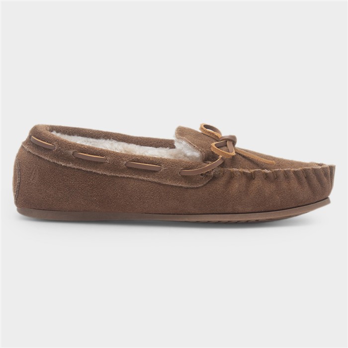 Allie Womens Tan Suede Bow Moccasin