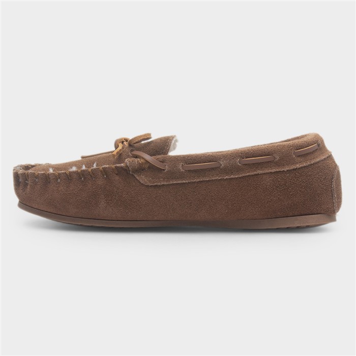 Allie Womens Tan Suede Bow Moccasin
