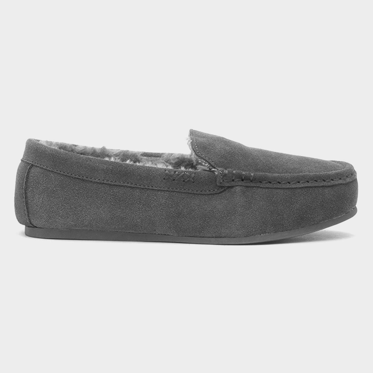 Annie Womens Grey Suede Moccasin